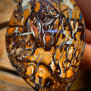 38 x 24mm - Drilled Amazing Tribal Queensland Boulder Opal Necklace Double Sided