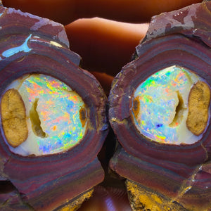 923.8cts - Huge SUPER RARE “Celebrity Rough” Yowah Nut Crystal Centre Pair. Found on ‘OUTBACK OPAL HUNTERS’!