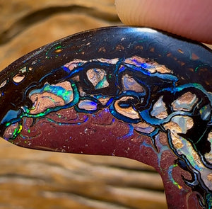 59.8cts - “Tribal Boomerang” Koroit Opal. Double Sided - Opal Whisperers