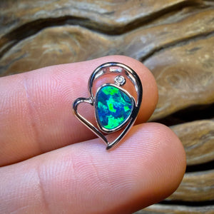 14k White Gold - Queensland Boulder Opal Doublet Pendant