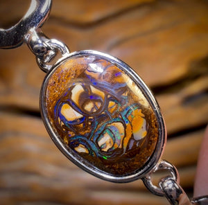 Best Design Sterling Silver - Solid Top Tribal Australian Boulder Opal Bracelet