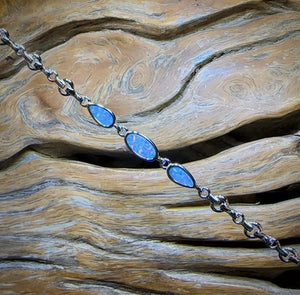 Sterling Silver - Australian Boulder Doublet Opal Bracelet