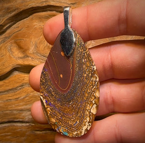 Solid XL Tribal Queensland Boulder Opal Unisex Pendant