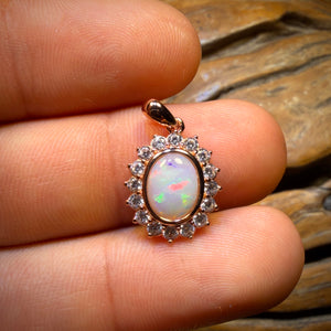 Sterling Silver Gold Plated - Solid South Australian White Opal Pendant