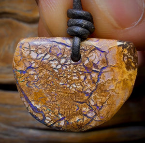 29 x 23mm - Drilled Porcelain Tribal Queensland Boulder Opal Necklace