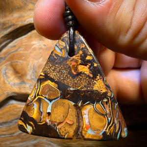 36 x 36mm - Flames Drilled Tribal Queensland Boulder Opal Necklace