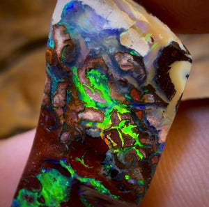 29.9cts - Top Tribal Boulder Opal from Koroit. Electric Green!
