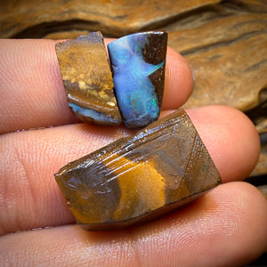 🔒47cts - 3x Australian Boulder Seam Opal Rubs Parcel