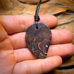 40 x 29mm - Drilled Tribal Queensland Boulder Opal Necklace