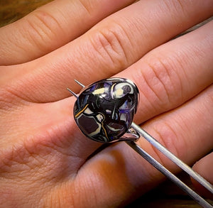 YUMMY MUMMY Sterling Silver - Solid Top Tribal Boulder Opal Ring Swept Shank Design