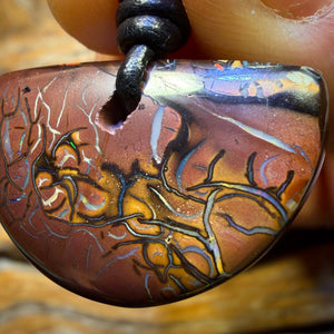 30 x 19mm - “Tribal Dancers” Drilled Tribal Queensland Boulder Opal Necklace