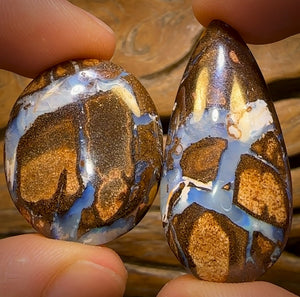 97.1cts - Big Queensland Boulder Seam Opal Pair from Winton BARGAIN