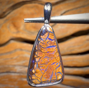 Sterling Silver - Solid Tribal Boulder Opal Pendant UNISEX