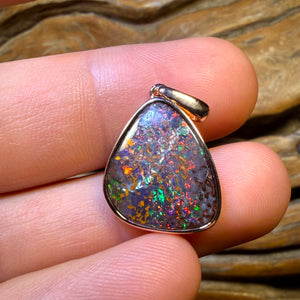 14k Gold - Solid Top Queensland Boulder Opal Pendant