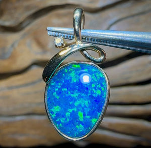 14k Gold - Australian Boulder Opal Doublet Pendant - Opal Whisperers