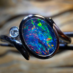 10k White Gold - NEW Isaac Design Queensland Boulder Opal Doublet Ring