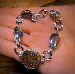 Best Design Sterling Silver - Solid Top Tribal Australian Boulder Opal Bracelet