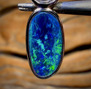 14k White Gold - “Shell Bale” Queensland Boulder Opal Doublet Pendant