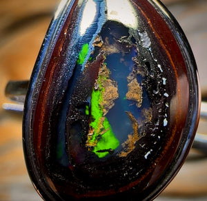 KERNEL MUMMY Sterling Silver - Super Rare Solid Yowah Nut Kernel Opal Ring WOW