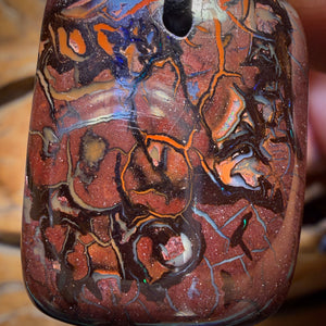 Half Price Card! 31 x 24mm - Drilled Tribal Queensland Boulder Opal Necklace