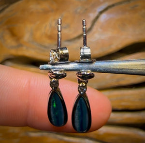 Sterling Silver - Australian Boulder Opal Doublet Drop Stud Earrings
