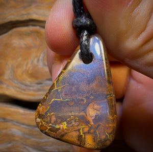 31 x 22mm - Drilled Boulder Opal Pendant w/ Eco Friendly Vegan Cord