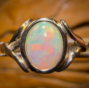 Top Quality Sterling Silver - South Australian Crystal Opal Ring