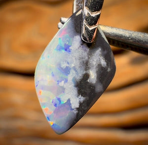 Sterling Silver - South Australian Solid Semi Black Opal Pendant