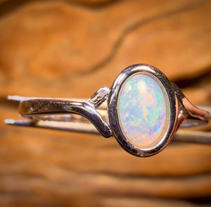 Bague en argent sterling avec opale de cristal d'Australie du Sud