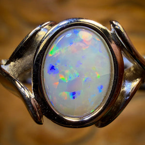 Sterling Silver - South Australian White Opal Ring