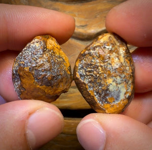 OpalFest WildCard 20% OFF 70.8cts - Yowah Nut Partial Crystal Centre Rough Specimen Pair