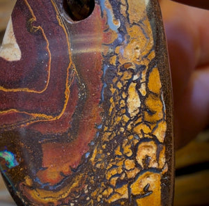 45 x 25mm - Drilled Boulder Opal Pendant w/ Eco Friendly Vegan Cord