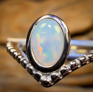Sterling Silver - South Australian Crystal Opal Ring