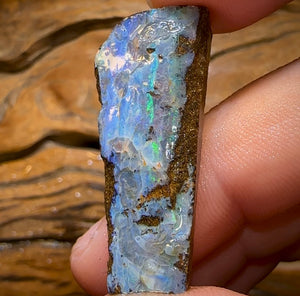 31.9cts - Australian Boulder Opal Rough Preform. Natural Split - Opal Whisperers