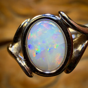 Sterling Silver - South Australian White Opal Ring