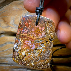 37 x 28mm - Wow Tribal Drilled Tan Boulder Opal Necklace