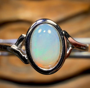 Bague en argent sterling avec opale de cristal d'Australie du Sud