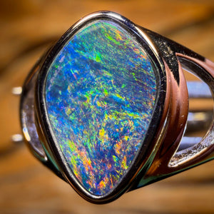 Sterling Silver - Queensland Boulder Opal Doublet Ring UNISEX