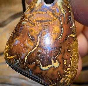 33 x 23mm - Drilled Boulder Opal Pendant w/ Eco Friendly Vegan Cord