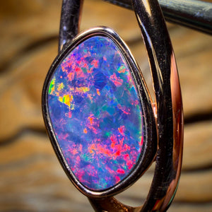 Top Red Fire Sterling Silver Rose Gold Plated - Queensland Boulder Opal Doublet Pendant