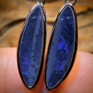 WILDCARD! Sterling Silver - Australian Boulder Opal Doublet Drop Stud Earrings