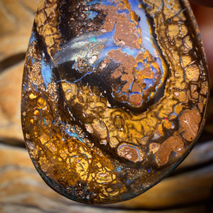 38 x 26mm - “Kernel” Drilled Tribal Queensland Boulder Opal Necklace