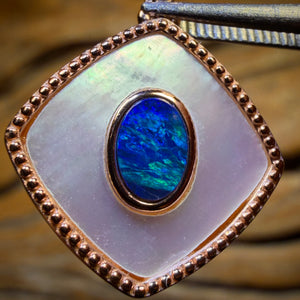 NEW DESIGN Sterling Silver Rose Gold Plated - Queensland Boulder Opal Doublet Pendant
