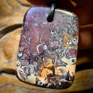 30 x 21mm - Cool Drilled Tribal Queensland Boulder Opal Necklace
