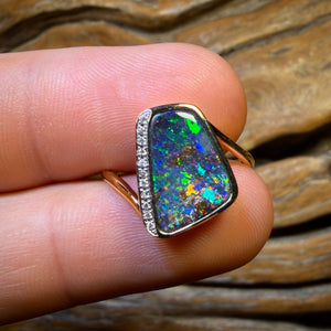 18k Gold - NEW Isaac Design Solid Queensland Boulder Opal Ring