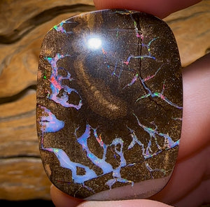 78cts - “Brolga Dance” Amazing Queensland Boulder Seam Opal Picture Stone