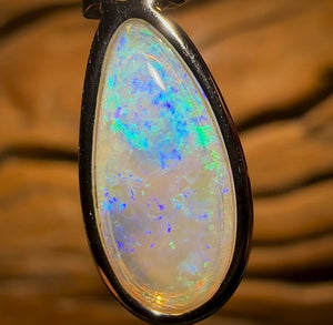 Sterling Silver - Solid South Australian Crystal Opal Pippi Shell Quality Pendant