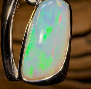 14k White Gold - Solid South Australian Crystal Opal Pendant