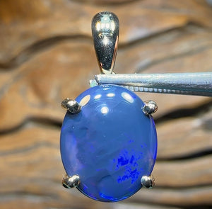 9k Gold - Lightning Ridge Solid BLACK OPAL Pendant - Opal Whisperers
