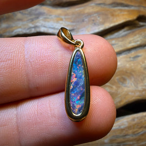 Sterling Silver Gold Plated - Queensland Boulder Opal Doublet Pendant